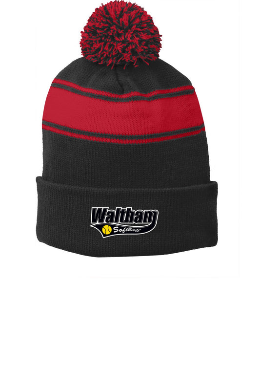 Sport-Tek® Stripe Pom Pom Beanie