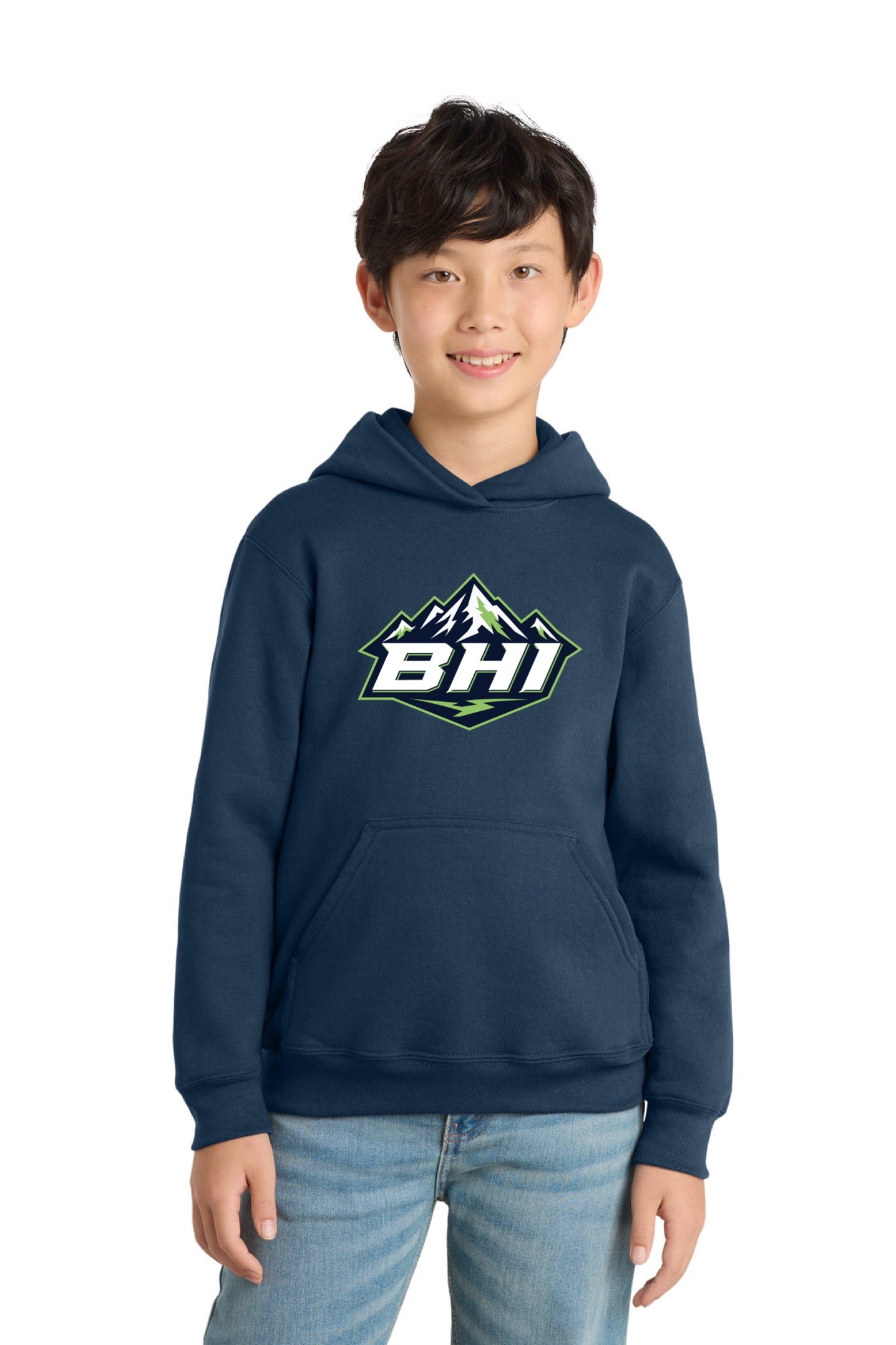 Port & Co™ Core Fleece Pullover Hooded Sweatshirt | YOUTH - MOUNTAIN LOGO