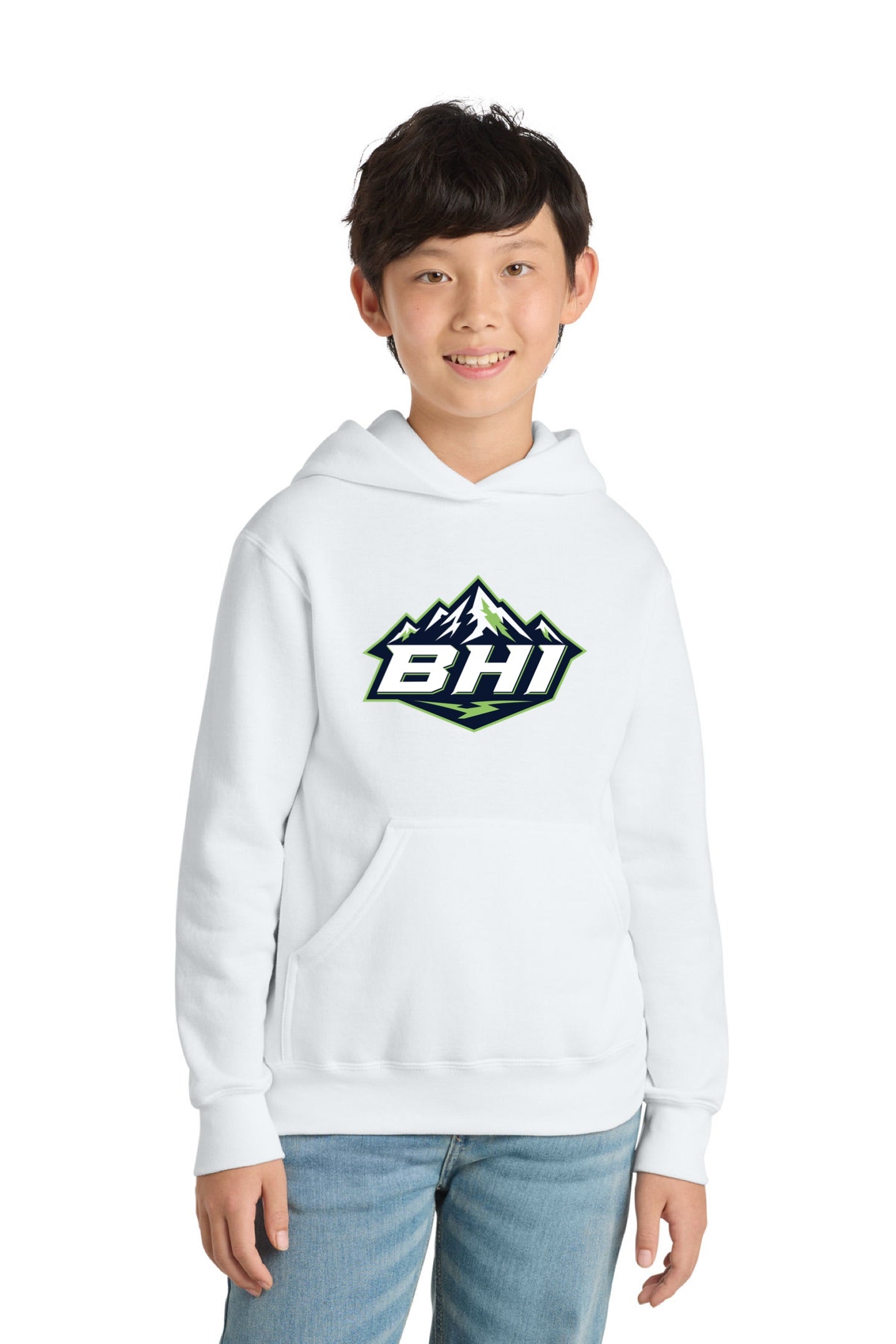 Port & Co™ Core Fleece Pullover Hooded Sweatshirt | YOUTH - MOUNTAIN LOGO