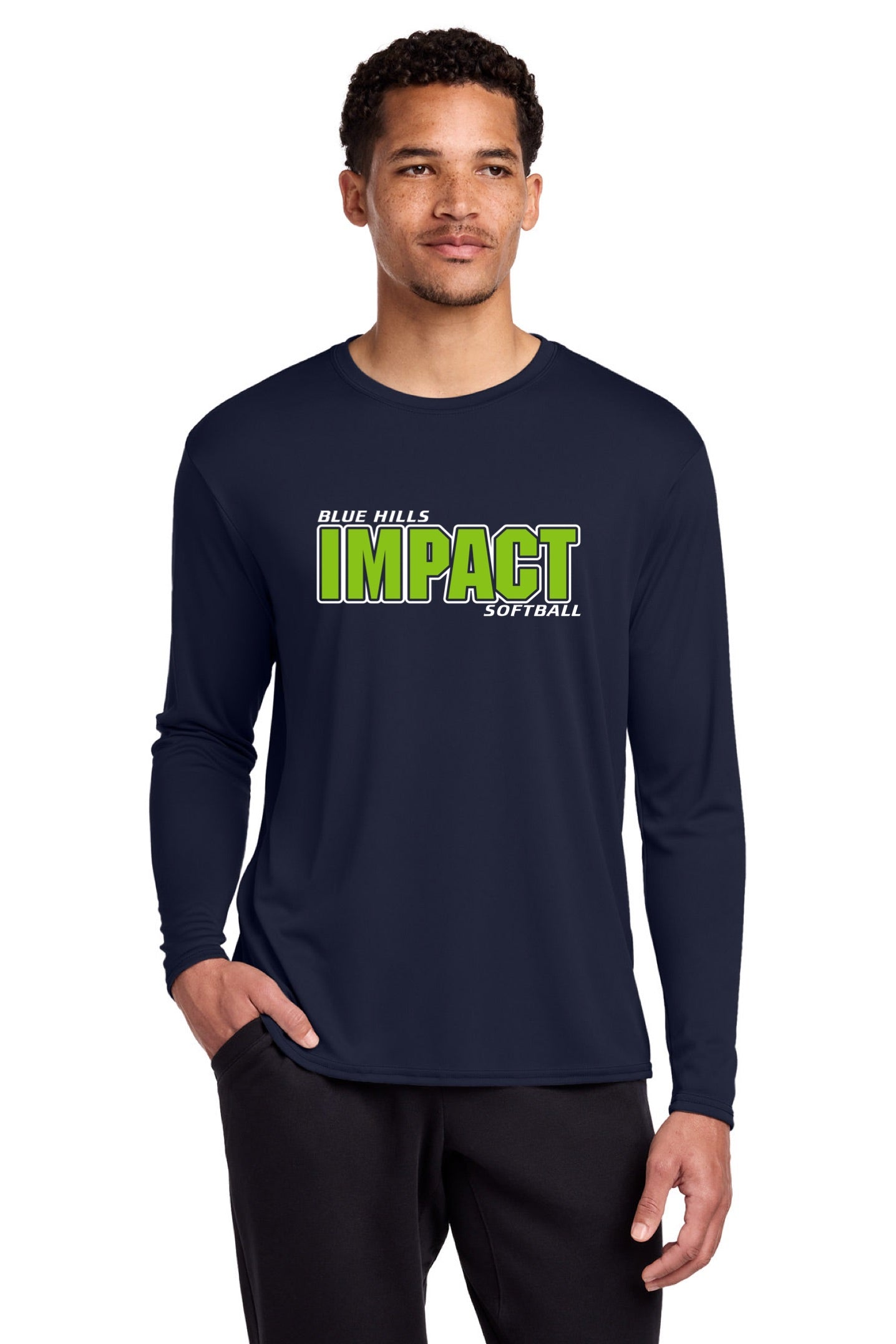 Port & Co™ Long Sleeve Performance Tee | UNISEX - GREEN IMPACT LOGO