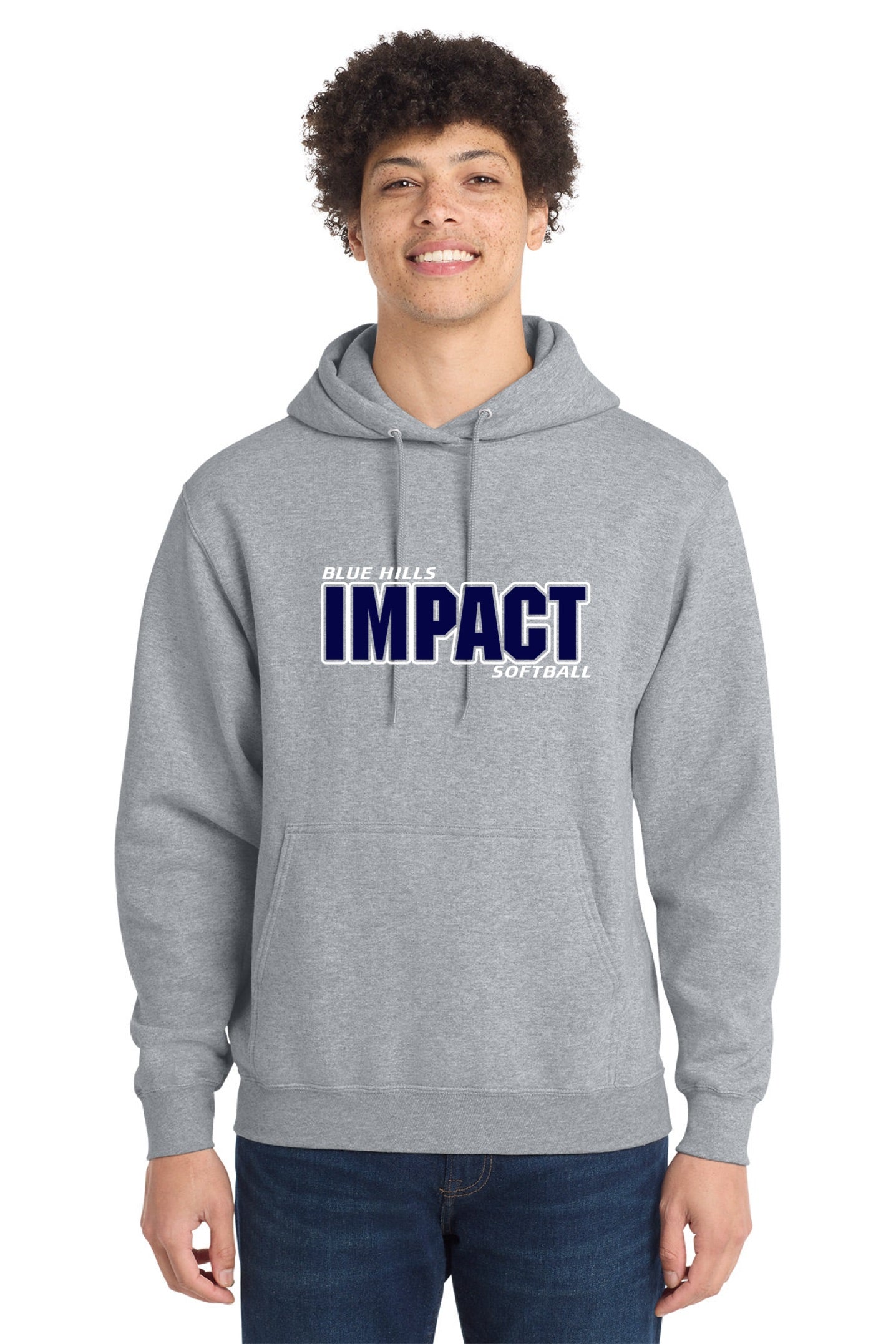 Port & Co™ Core Fleece Pullover Hooded Sweatshirt | ADULT - BLUE IMPACT LOGO