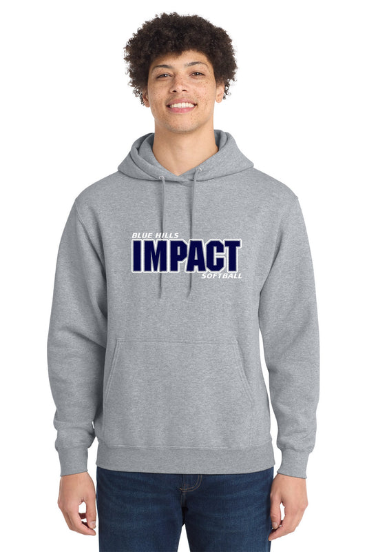 Port & Co™ Core Fleece Pullover Hooded Sweatshirt | ADULT - BLUE IMPACT LOGO