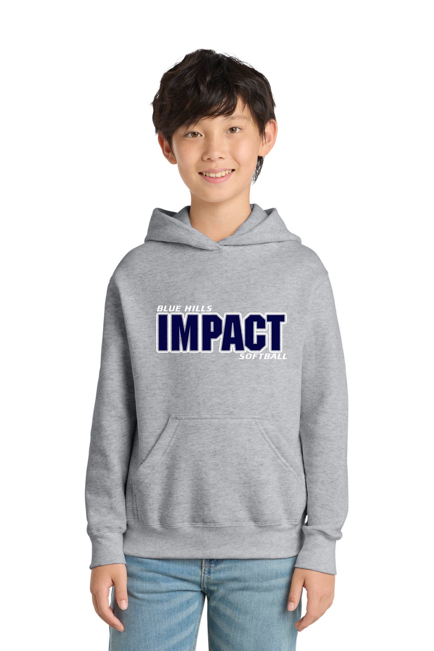 Port & Co™ Core Fleece Pullover Hooded Sweatshirt | YOUTH - BLUE IMPACT LOGO