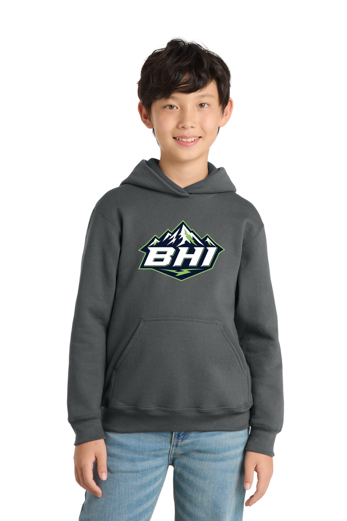 Port & Co™ Core Fleece Pullover Hooded Sweatshirt | YOUTH - MOUNTAIN LOGO
