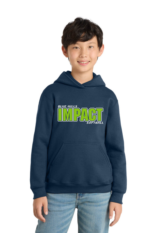 Port & Co™ Core Fleece Pullover Hooded Sweatshirt | YOUTH - GREEN IMPACT LOGO