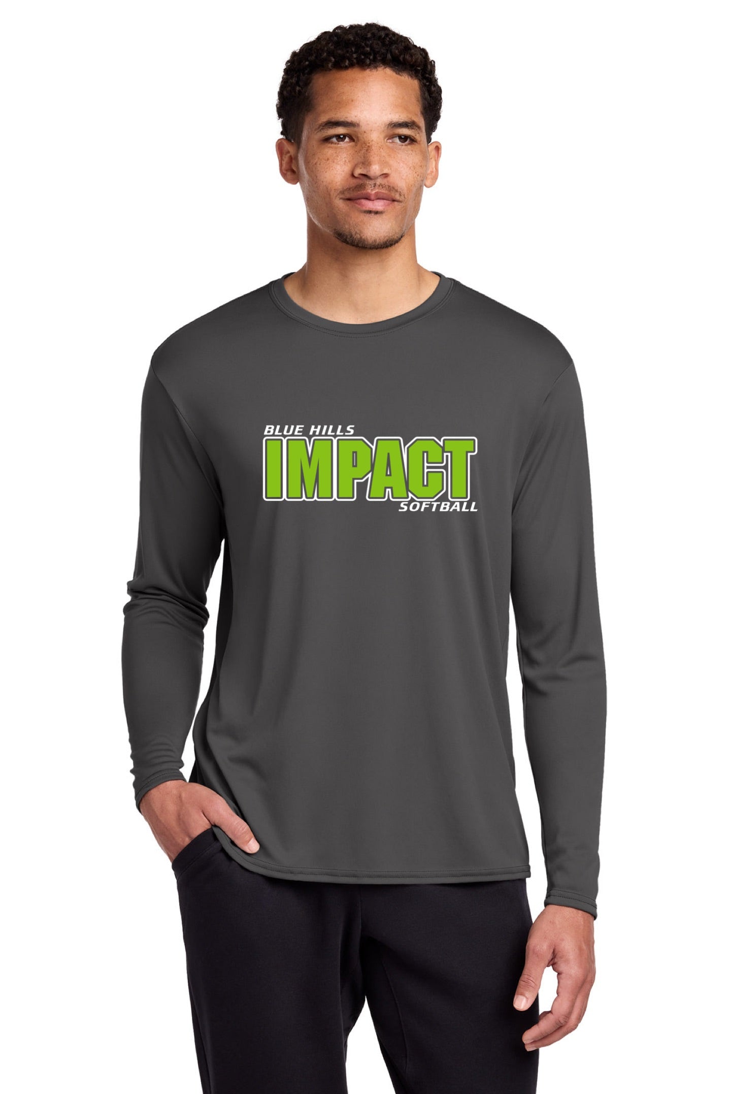 Port & Co™ Long Sleeve Performance Tee | UNISEX - GREEN IMPACT LOGO