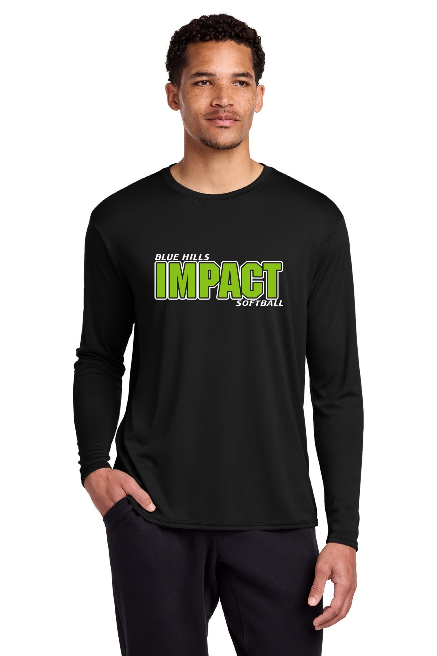 Port & Co™ Long Sleeve Performance Tee | UNISEX - GREEN IMPACT LOGO